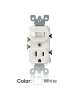 Leviton 5225-W - Duplex Style Single-Pole / 5-15R AC Combination Switch - 15 Amp - 120 Volt - Commercial Grade - Side Wired - Grounding - White